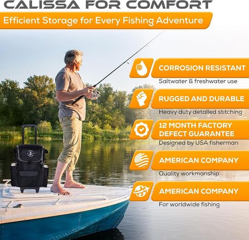 'Recon' Rolling Fishing Backpack, Tackle Box Storage Bag - Non-Corrosive Fishing Tackle Bag with (5X) 3650 Boxes - Fisherman Gifts for Men, Bags, Backpacks and Box Organizer in Saudi Arabia