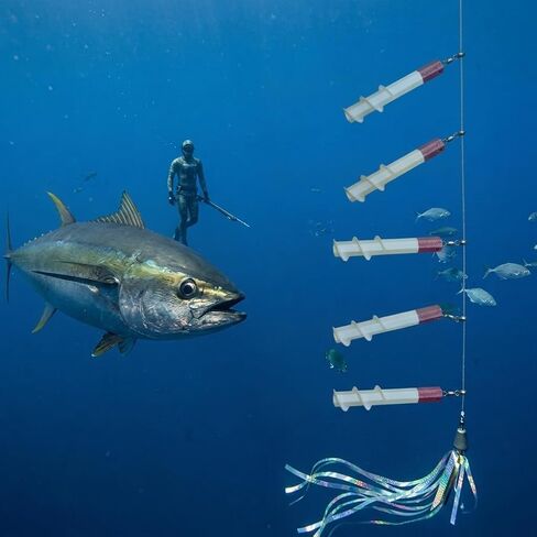 AquaJoy™ Spiral X Spearfishing Throw Flasher PLA ذاتي التحكم في الدوران في النزول طعم صيد فلاش مع ذيل تنين متغير الألوان لصيد الأسماك بالرمح والصيد/صيد الأسماك in Kuwait