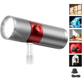 RGB Photography Flashlight, 8400mAh Portable Zoom Spotlight with 20 Gobos 4 Colors Rechargeable Picture Fill Light 10W LED Video Ambient Lighting for Content Creator Accessories Portrait in Saudi Arabia