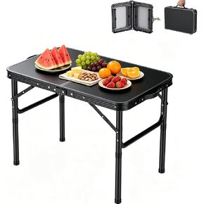 HOMGEN Portable Small Folding Table-Ease of Assembly-3 Heights Adjustable 30/20/10 Inch-23'' L x 16'' W Desktop Size-Stable Camp Table Foldable-Durable Load-Bearing Up to 66lbs-for RV/Camping/Picnic in Saudi Arabia
