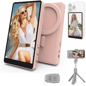 شاشة Vamvo المغناطيسية لصور السيلفي لهواتف iPhone وAndroid، شاشة مدونة فيديو لاسلكية بدقة 4K مع جهاز تحكم عن بعد، دوران 180 درجة وأساسيات إنشاء محتوى النسخ المتطابق للشاشة لـ TikTok، البث المباشر على YouTube (أخضر) in Kuwait