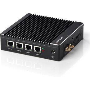 Fanless Firewall Appliance Intel J3710 4C/4T, Firewall Mini PC 4 x Intel i226 LAN Ports DDR3 mSATA SSD, Network Gateway Soft Router, Support PF-Sense/OPN-Sense AES NI HD/ (Black) in Kuwait