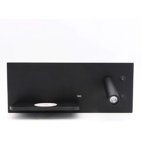 LED Bedroom Lamp Reading Light USB ChargerBedside LED Lighting Phone Wireless Charger Functional Wall Lamps (Color : Warm White Size: Black) in Kuwait