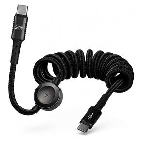 2 in 1 240W Coiled USB C Cable for Apple Watch Charger 5.9FT, USB C Charger Cable for Car Type C Fast Charging Cable for iPhone 17/16/15/Plus/Pro/Pro Max/Sam Galaxy S23 in Kuwait