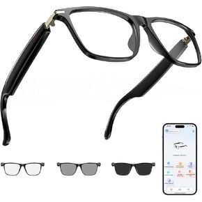 AI Translation Smart Glasses with 138 Languages, Bluetooth Glasses Compatible with ChatGPT, Photochromic Lens with Open-Ear Speakers for Men Women, for Travel, Business, Driving in Kuwait