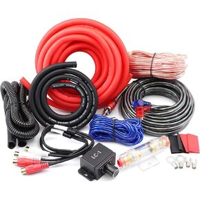 0 Gauge Car Audio Amp Wiring Kit 3000W with LC-1 Bass Knob for Subwoofer in Kuwait