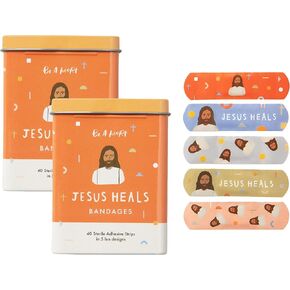 Be A Heart Jesus Heals Bandages for Kids Latex Free (2 Tins, 80ct) in Saudi Arabia