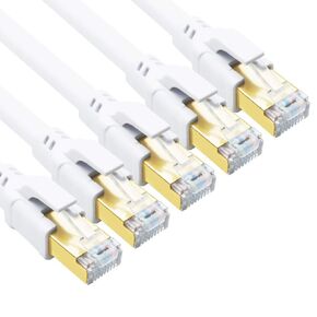 كابل إيثرنت Yauhody CAT 8، 6 أقدام (5 حزم) فائق السرعة 40 جيجابت في الثانية 2000 ميجاهرتز SFTP 26AWG CAT8 كابل شبكة الإنترنت المحلية مع موصل RJ45 مطلي بالذهب للألعاب، جهاز التوجيه، أجهزة المودم، الكمبيوتر الشخصي (6 أقدام/5 حزم/أسود) in Kuwait