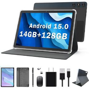 KADYBE Android 14 Tablet 10 بوصة 128 جيجابايت تخزين 1 تيرابايت قابلة للتوسيع 14 جيجابايت (8 + 6) ذاكرة الوصول العشوائي، 4G Sim Slot Tablet مع لوحة مفاتيح 7000 مللي أمبير تدعم 5G WiFi Bluetooth 5.0 GPS، معالج ثماني النواة، شاشة FHD IPS in Kuwait