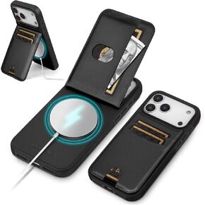 SkyEagle Compatible with Magsafe for iPhone 17 Pro Max Wallet Case Card Holder,Kickstand RFID Blocking Flip Cover Credit Card Slots PU Leather Men Women,Phone Case for Apple 17 ProMax,Black in Saudi Arabia