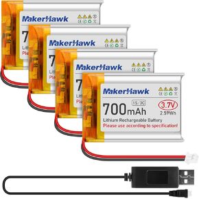 بطارية ليبو 3.7 فولت من MakerHawk بقدرة 1000 مللي أمبير في الساعة 803040 بطارية ليثيوم بوليمر قابلة لإعادة الشحن مع موصل Micro PH1.25 ودائرة حماية متكاملة للأجهزة الإلكترونية in Kuwait