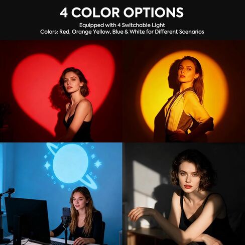 RGB Photography Flashlight, 8400mAh Portable Zoom Spotlight with 20 Gobos 4 Colors Rechargeable Picture Fill Light 10W LED Video Ambient Lighting for Content Creator Accessories Portrait in Saudi Arabia