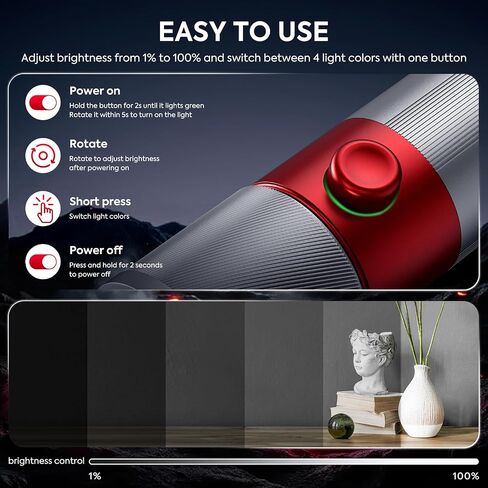 RGB Photography Flashlight, 8400mAh Portable Zoom Spotlight with 20 Gobos 4 Colors Rechargeable Picture Fill Light 10W LED Video Ambient Lighting for Content Creator Accessories Portrait in Saudi Arabia