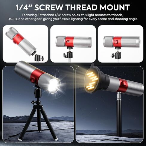 RGB Photography Flashlight, 8400mAh Portable Zoom Spotlight with 20 Gobos 4 Colors Rechargeable Picture Fill Light 10W LED Video Ambient Lighting for Content Creator Accessories Portrait in Saudi Arabia