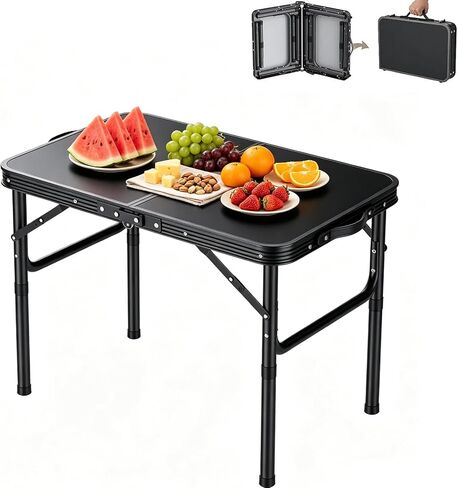 HOMGEN Portable Small Folding Table-Ease of Assembly-3 Heights Adjustable 30/20/10 Inch-23'' L x 16'' W Desktop Size-Stable Camp Table Foldable-Durable Load-Bearing Up to 66lbs-for RV/Camping/Picnic in Saudi Arabia