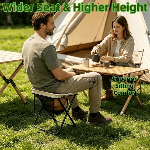 Lanxiu Foldable Backpack Stool, 2 Pcs Tall Portable Folding Stool (Khaki) in Kuwait