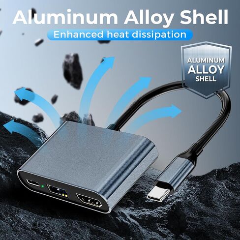 Switch 2 Portable USB-C Dock (without Ethernet port), supports 4K@120Hz/PD 100W/USB ports, includes 20V/3A power adapter and HDMI cable, compatible with Switch/Steam Deck/ROG Xbox Ally X/Legion Go 1/2 in Kuwait