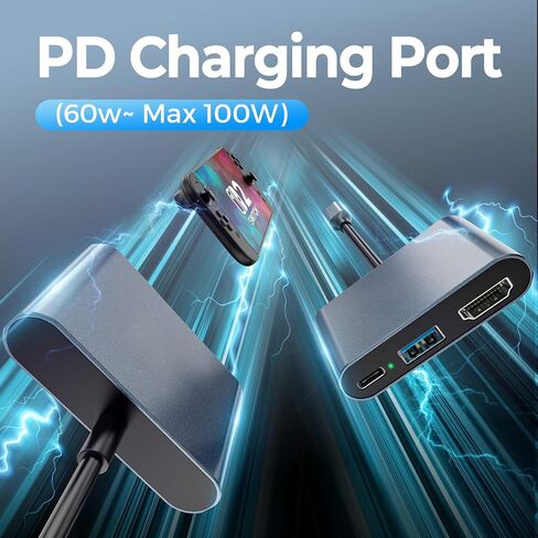 Switch 2 Portable USB-C Dock (without Ethernet port), supports 4K@120Hz/PD 100W/USB ports, includes 20V/3A power adapter and HDMI cable, compatible with Switch/Steam Deck/ROG Xbox Ally X/Legion Go 1/2 in Kuwait