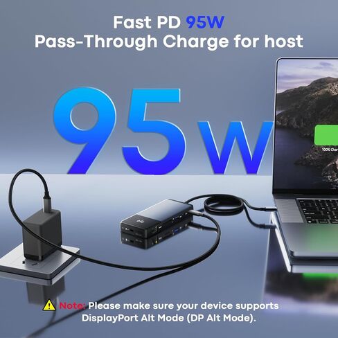10-in-1 USB C Laptop Docking Station Dual Monitor, 4K Wireless HDMI Transmitter & Receiver, 5Gbps USB-C/A,100W PD, SD/TF, Ethernet, USBC Hub Multiport Adapter Dongle for Mac Dell HP(0.99FT) in Kuwait