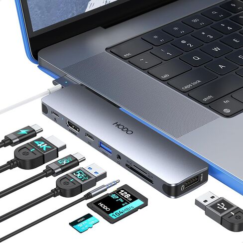 USB C Adapter Hub for MacBook Pro Air 2025-2018, Mac Adapter Multiport for MacBook 13" 15" 16", Mac Accessories Hub 8 in 2 with HDMI Thunderbolt 3 USB-C USB 3.0 2.0 SD/TF Card Reader in Kuwait