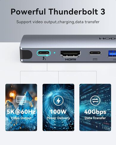 USB C Adapter Hub for MacBook Pro Air 2025-2018, Mac Adapter Multiport for MacBook 13" 15" 16", Mac Accessories Hub 8 in 2 with HDMI Thunderbolt 3 USB-C USB 3.0 2.0 SD/TF Card Reader in Kuwait