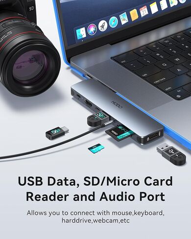 USB C Adapter Hub for MacBook Pro Air 2025-2018, Mac Adapter Multiport for MacBook 13" 15" 16", Mac Accessories Hub 8 in 2 with HDMI Thunderbolt 3 USB-C USB 3.0 2.0 SD/TF Card Reader in Kuwait