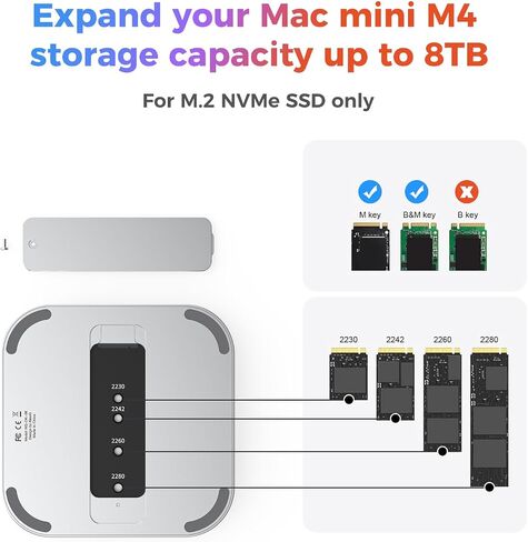 Mac mini M4 Dock with Cfexpress Reader – M.2 NVMe SSD Enclosure, CFexpress Type A/Type B Card Reader, SD/TF 4.0 Slot, 10Gbps USB C USB A, Hub for Photographers, Videographers, Content Creators in Kuwait