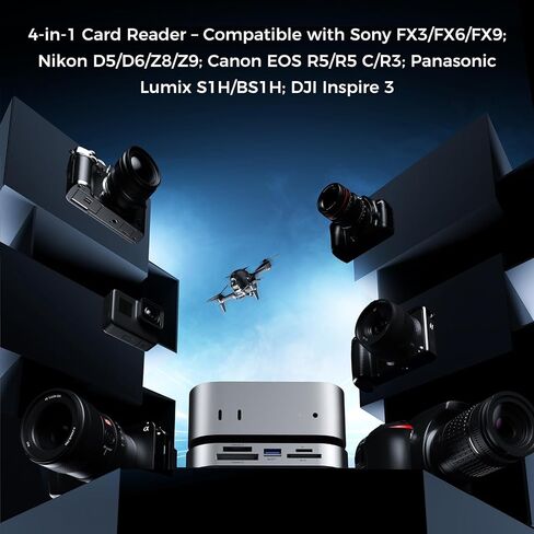 Mac mini M4 Dock with Cfexpress Reader – M.2 NVMe SSD Enclosure, CFexpress Type A/Type B Card Reader, SD/TF 4.0 Slot, 10Gbps USB C USB A, Hub for Photographers, Videographers, Content Creators in Kuwait