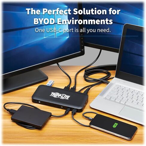 Tripp Lite Triple Monitor USB-C Dock Universal Laptop Docking Station Hub, HD 4K @ 60Hz HDMI & 2X DisplayPort, Windows & Mac Compatible, USB-C & 3X USB 3.2 Ports, 3-Year Warranty (U442-DOCK8-B) in Kuwait