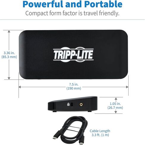 Tripp Lite Triple Monitor USB-C Dock Universal Laptop Docking Station Hub, HD 4K @ 60Hz HDMI & 2X DisplayPort, Windows & Mac Compatible, USB-C & 3X USB 3.2 Ports, 3-Year Warranty (U442-DOCK8-B) in Kuwait