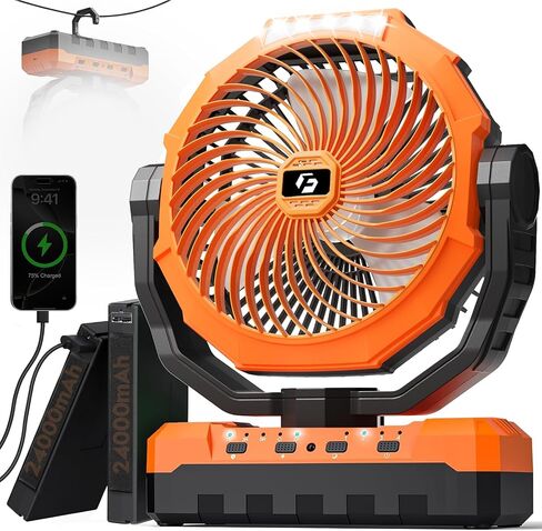 36000mAh Camping Fan, Detachable Battery Powered Portable Fan Rechargeable in Kuwait