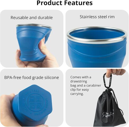 2PCS 8.8oz Collapsible Cup Silicone Foldable Cup for Camping Hiking Travel in Kuwait