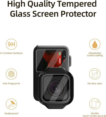 Screen protective film for GOPRO MISSION 1, Ultra Clear Tempered Glass Screen protective film,Easy Installation,Anti-Scratch,HD Quality,(3SETS) in Kuwait