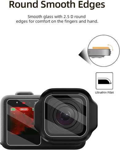 Screen protective film for GOPRO MISSION 1, Ultra Clear Tempered Glass Screen protective film,Easy Installation,Anti-Scratch,HD Quality,(3SETS) in Kuwait