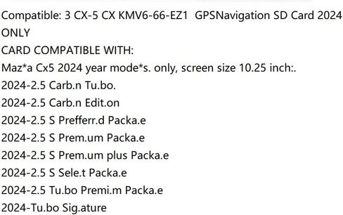 Navigation SD Card GPS Maps Compatible with 2024-2025 CX-5, 2023-2025 CX-90, 2024 CX-30/3, USA/CAN/MEX Maps in Kuwait