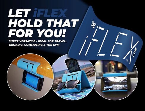 IFlex Cell Phone Stand and Tablet Stand for Air Travel, Work and Home- Flexible Phone Holder is the Perfect iPhone Stand and Holds Any Mobile Device- Non-Slip Grip, Strong and Durable- Cobalt in Kuwait