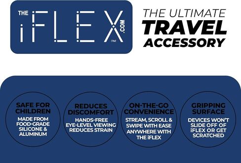 IFlex Cell Phone Stand and Tablet Stand for Air Travel, Work and Home- Flexible Phone Holder is the Perfect iPhone Stand and Holds Any Mobile Device- Non-Slip Grip, Strong and Durable- Cobalt in Kuwait