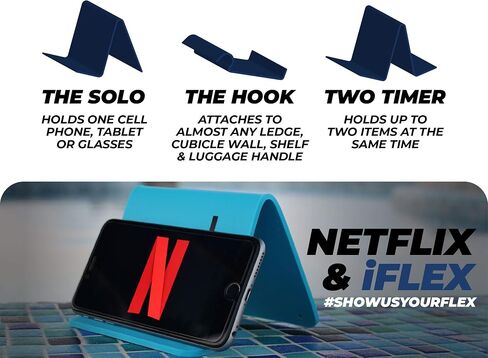 IFlex Cell Phone Stand and Tablet Stand for Air Travel, Work and Home- Flexible Phone Holder is the Perfect iPhone Stand and Holds Any Mobile Device- Non-Slip Grip, Strong and Durable- Cobalt in Kuwait