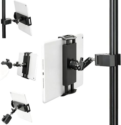 Adjustable Tablet Mount, 360° Rotating iPad Holder for Treadmill Spin Bike Stroller Wheelchair Golf Cart, Pole Clamp Mount for 4.7"-12.9" Tablets Phones in Kuwait