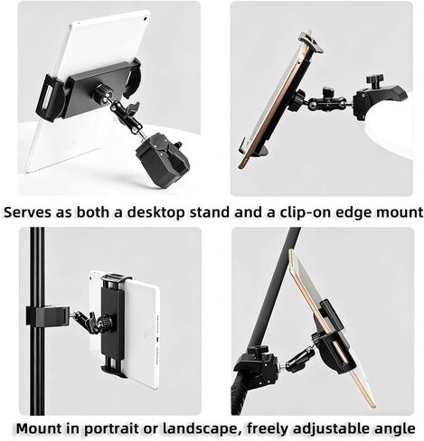 Adjustable Tablet Mount, 360° Rotating iPad Holder for Treadmill Spin Bike Stroller Wheelchair Golf Cart, Pole Clamp Mount for 4.7"-12.9" Tablets Phones in Kuwait