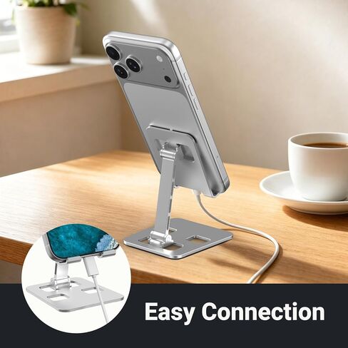 Foldable Aluminum Phone Stand, Multi-Angle Adjustable Desk Mount in Kuwait