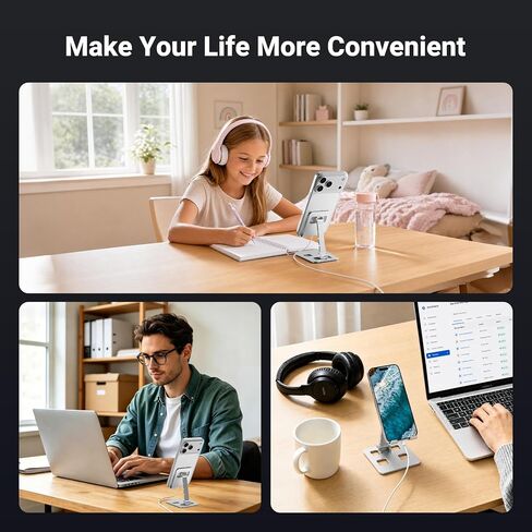 Foldable Aluminum Phone Stand, Multi-Angle Adjustable Desk Mount in Kuwait