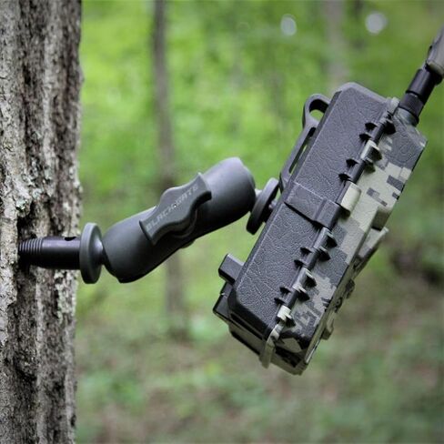Black Gate Trail Camera Mount - Universal Screw-in Tree Mount for Trail Cameras & Solar Panels, 1/4"-20 Thread, Dual Ball-Socket Adjustment, Rust-Proof Composite, One-Hand Install in Kuwait