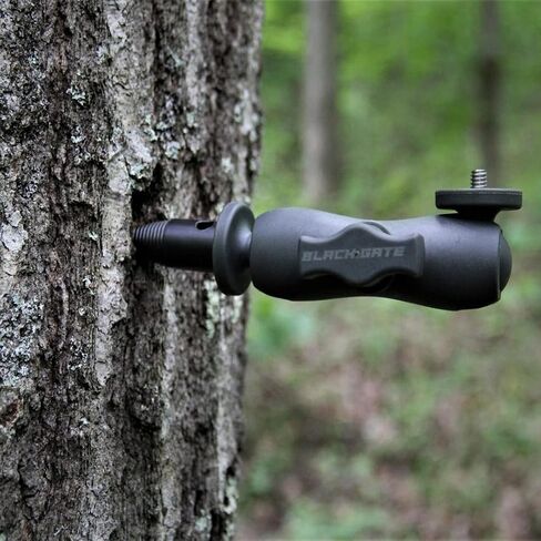 Black Gate Trail Camera Mount - Universal Screw-in Tree Mount for Trail Cameras & Solar Panels, 1/4"-20 Thread, Dual Ball-Socket Adjustment, Rust-Proof Composite, One-Hand Install in Kuwait