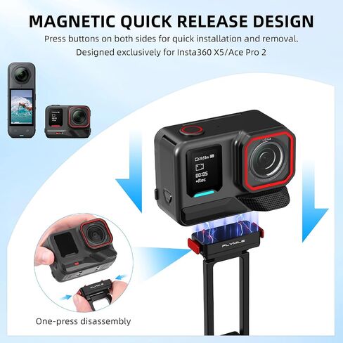 BRDRC X6 Magnetic Quick Release Tripod Stand, Aluminum Alloy Mini Table Mount for Insta360 X5/Ace Pro 2, 180° Adjustable Desktop Holder with 1/4" Screw Adapter, Arca-Swiss & Foldable Hook Accessories in Kuwait