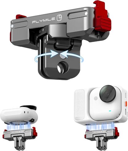 BRDRC Magnetic Quick-Release Mount for Insta360 GO Ultra, 360° Horizontal Rotation Aluminum Alloy Adapter, with 1/4 Inch Screw & Foldable Action Camera for Tripod, Selfie Stick Accessories in Kuwait