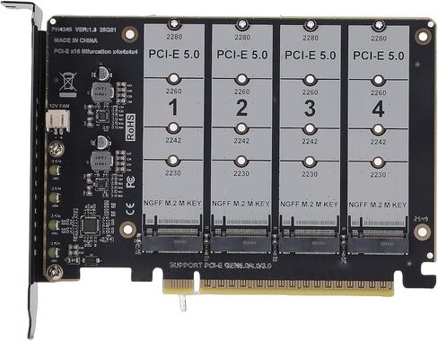 Pissente M.2 PCIE 5.0 Adapter Card, 4x128Gbps 4 Port NVMe SSD in Saudi Arabia