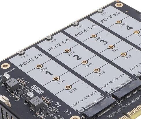 Pissente M.2 PCIE 5.0 Adapter Card, 4x128Gbps 4 Port NVMe SSD in Saudi Arabia