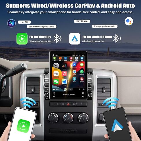 Android 13 Car Stereo Radio for 2009-2012 Dodge Ram 1500 2500 3500, 9.7-inch Touchscreen with Wireless CarPlay Android Auto GPS Navigation Bluetooth WiFi FM Radio, AHD Backup Camera, 2+32GB in Saudi Arabia