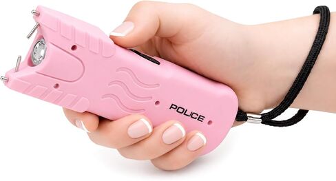 POLICE Stun Gun for Self Defense 916 – High Voltage Rechargeable with LED Flashlight, Compact & Heavy Duty – Personal Security for Women – Pink in Kuwait